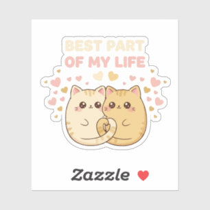 Süßes Kawaii-Katzenpaar verliebt Bester Teil Aufkleber