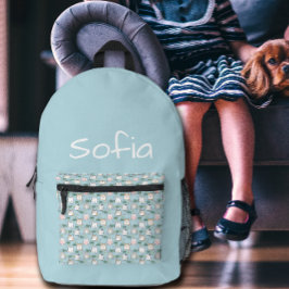 Süßes Kawaii-Kitty-Muster azurblauer Name Bedruckter Rucksack