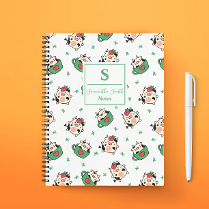 Süßes Kawaii-Kuh-Muster-Monogramm Notizblock