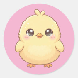 Süßes Kawaii-Küken-Rund-Sticker-Blatt Runder Aufkleber