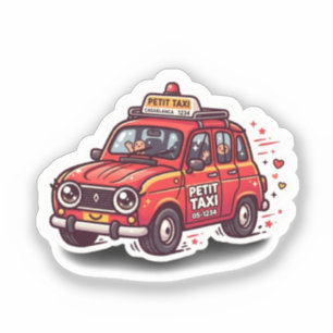 Süßes Kawaii Marokkanisches Rotes Petit-Taxi-Stadt Aufkleber