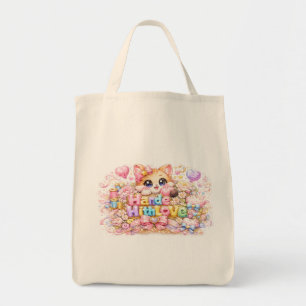 Süßes Kawaii Mit Liebe Gemachtes Katzen-Name Paste Tragetasche