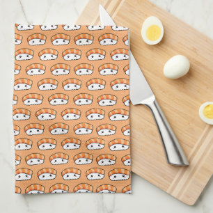 Süßes Kawaii-Nigiri-Sushi nahtloses Muster Geschirrtuch