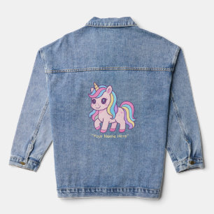 Süßes Kawaii Pastell Einhorn Regenbogen Mädchen Ge Jeansjacke