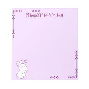 Süßes Kawaii Pastell Lila Aufschauendes Kaninchen  Notizblock