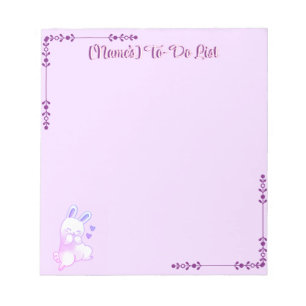 Süßes Kawaii-Pastell-Lila-Häschen mit Herzen Custo Notizblock