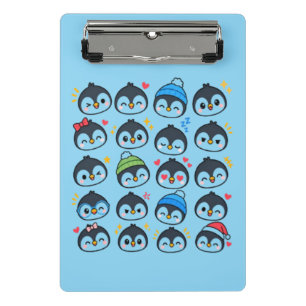 Süßes Kawaii-Pinguin-Emoji-Muster Lustiges Cartoon Mini Klemmbrett
