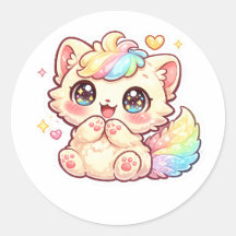 Süßes Kawaii-Regenbogen-Kätzchen-Pastell-Fluffiges