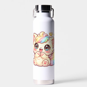 Süßes Kawaii-Regenbogen-Kätzchen-Pastell-Fluffiges Trinkflasche