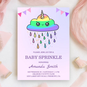 Süßes Kawaii-Regenwolken-Einhorn-Baby-Sprinkle Einladung