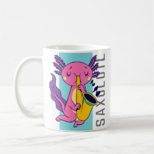 Süßes Kawaii Saxolotl-Shirt Axolotl spielt Saxopho Kaffeetasse