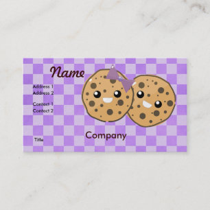 Süßes Kawaii Schokoladen Chip Cookie Paar Visitenkarte