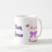 Süßes Kawaii-Sitzendes Fluffiges Lamm Lila-Schleif Kaffeetasse (VorderseiteRechts)