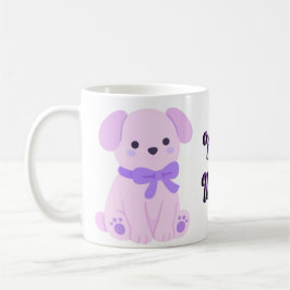 Süßes Kawaii sitzendes Lavendel-Hund-Schalen-Tasse Kaffeetasse