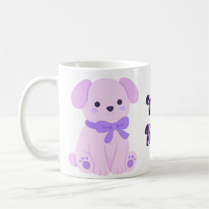 Süßes Kawaii sitzendes Lavendel-Hund-Schalen-Tasse Kaffeetasse