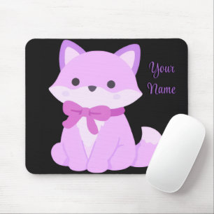 Süßes Kawaii-Sitzfuchs-Lila-Schleife benutzerdefin Mousepad