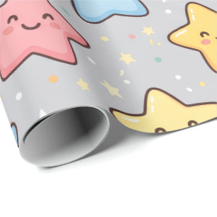 Süßes Kawaii-Stern nahtloses Muster Geschenkpapier