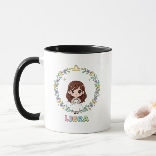 Süßes Kawaii Sternzeichen Waage Tasse (Mit Donut)