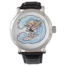 Süßes Kawaii-Surfer-Mädchen Ozeanwelle Sommer-Stic