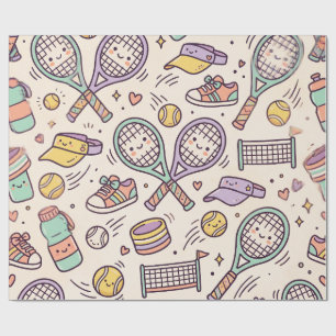 Süßes Kawaii-Tennis-Liebhaber-Pastell Geschenkpapier
