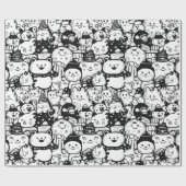 Süßes Kawaii-Tier-Doodle-Muster (2) Geschenkpapier (Flach)