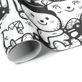Süßes Kawaii-Tier-Doodle-Muster (2) Geschenkpapier (Rolleneckpunkt)