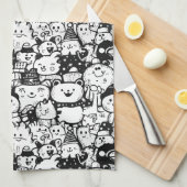 Süßes Kawaii-Tier-Doodle-Muster (2) Geschirrtuch (Viertel Falte)
