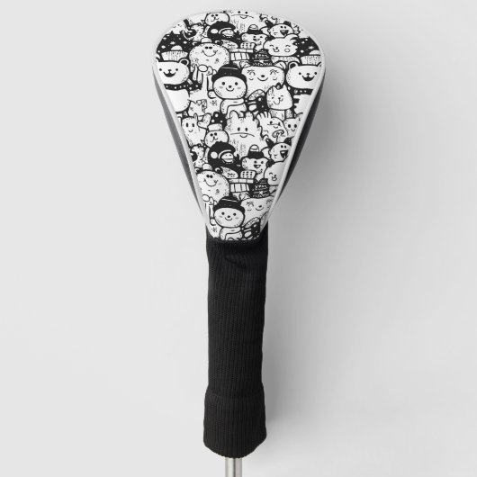 Süßes Kawaii-Tier-Doodle-Muster (2) Golf Headcover (Vorderseite)