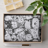 Süßes Kawaii-Tier-Doodle-Muster (2) Seidenpapier (Geschenk)