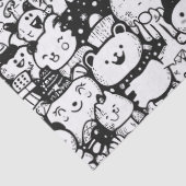 Süßes Kawaii-Tier-Doodle-Muster (2) Seidenpapier (Detail)