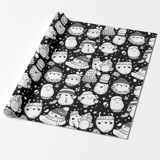 Süßes Kawaii-Tier-Doodle-Muster (3) Geschenkpapier (Ungerollt)