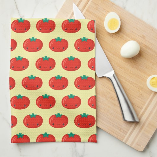 Süßes Kawaii-Tomatenmuster Geschirrtuch (Viertel Falte)