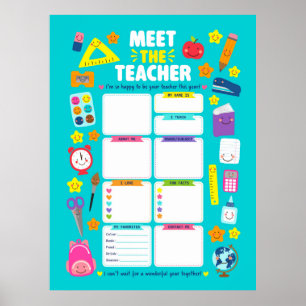 Süßes Kawaii Treffen mit dem Lehrer Poster