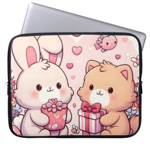 Süßes Kawaii Valentinstag-Hase-Bär-Liebesgeschenk Laptopschutzhülle