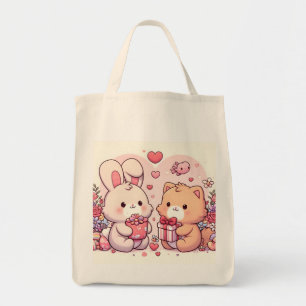 Süßes Kawaii Valentinstag-Hase-Bär-Liebesgeschenk Tragetasche