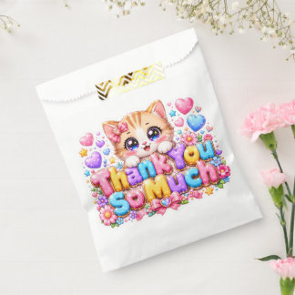 Süßes Kawaii Vielen Dank Katze Pastellrosa Geschenktütchen