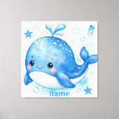 süßes Kawaii-Wal-Design Leinwanddruck (Vorderseite)