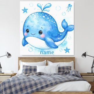 süßes Kawaii-Wal-Design Leinwanddruck