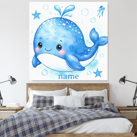 süßes Kawaii-Wal-Design Leinwanddruck (Insitu (Schlafzimmer))