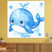 süßes Kawaii-Wal-Design Leinwanddruck (Insitu (Wohnzimmer))