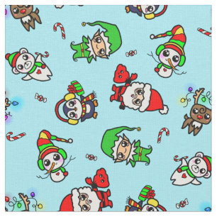 Süßes Kawaii Weihnachtscharaktermuster Stoff