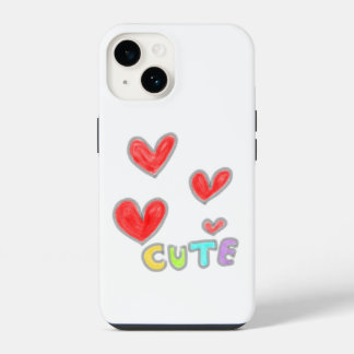 Süßes Kind mit Luftballon Minimalistische Illustra iPhone 14 Hülle