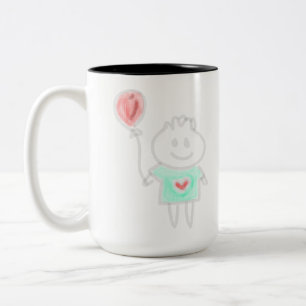 Süßes Kind mit Luftballon Minimalistische Illustra Zweifarbige Tasse