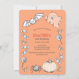 Süßes Kinder-Halloween-Jubiläum Einladung