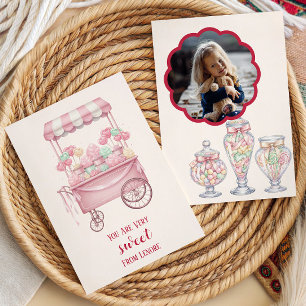 Süßes Kinder-Valentinsfoto mit Candy-Motiv Karte