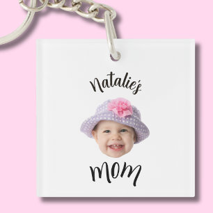 Süßes Kinderbaby-Gesicht Foto Kind Name Mama Schlüsselanhänger
