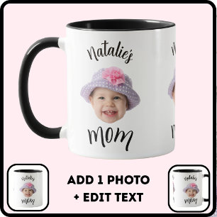 Süßes Kinderbaby-Gesicht Foto Kind Name Mama Tasse