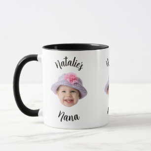 Süßes Kinderbaby-Gesichtsfoto Kind Name Nana Tasse