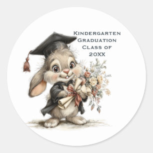 Süßes Kindergarten-Abschluss-Hasen-Design Runder Aufkleber