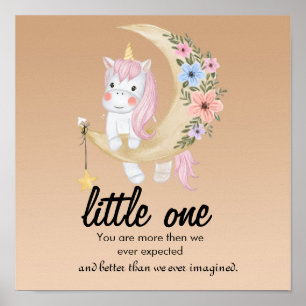 Süßes Kinderzimmer-Zitat-Einhorn-Mond-Plakat-Druck Poster